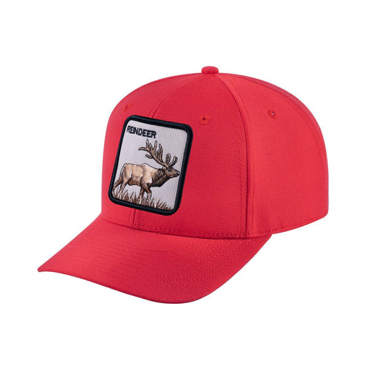 Reindeer V2 6-Panel Baseball Cap with Red front and Red back