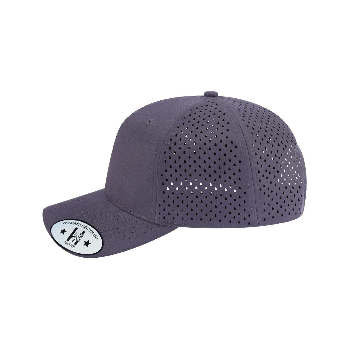 Blank 6-Panel Microfiber Laser Hole Trucker Hat with Light Grey front and Light Grey back