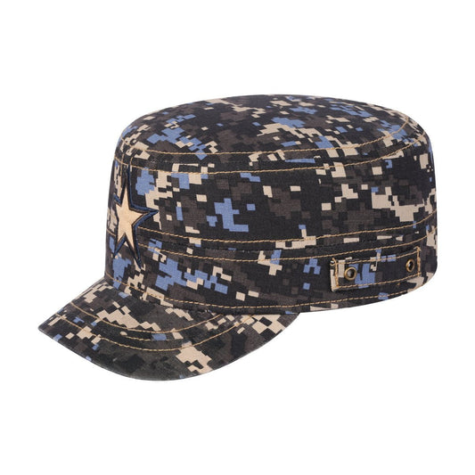 Star Military Hat with Navy Camo front and Navy Camo back