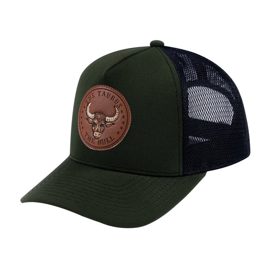 Taurus Zodiac V2 5-Panel Trucker Hat with Olive front and Black back