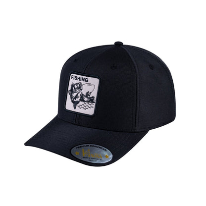 Fishing V2 6-Panel Baseball Cap with Black front and Black back