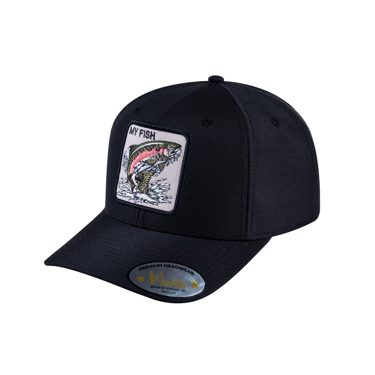 Salmon V2 6-Panel Baseball Cap with Black front and Black back