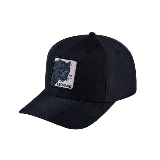 Leopard V2 6-Panel Baseball Cap with Black front and Black back