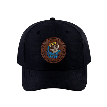 Aquarius Zodiac V2 6-Panel Baseball Cap with Black front and Black back