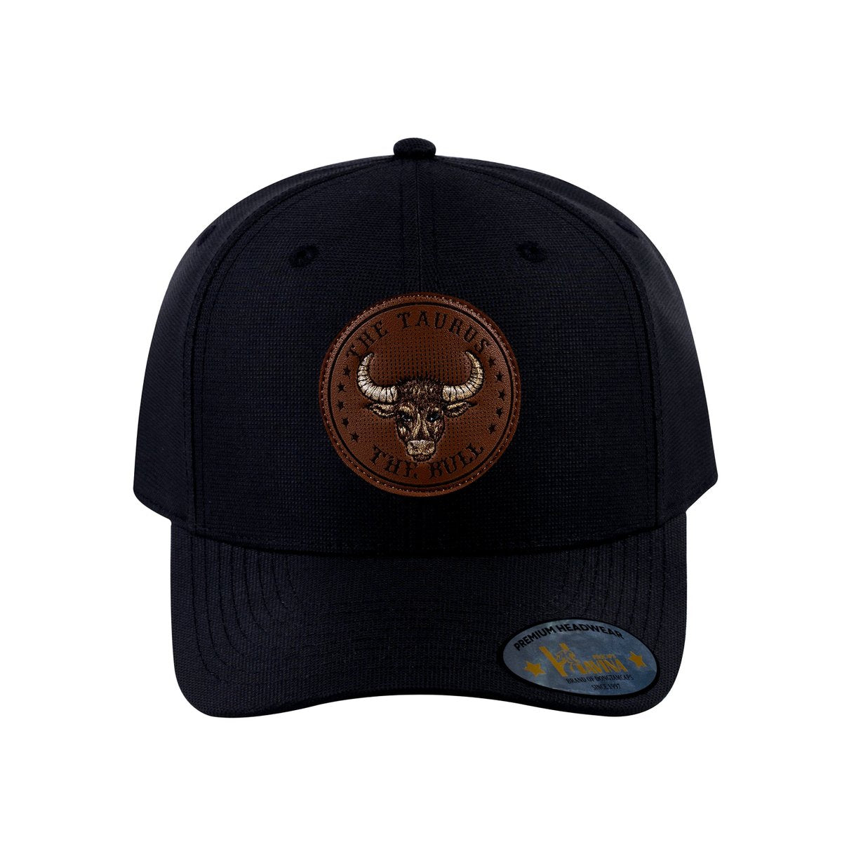 Taurus Zodiac V2 6-Panel Baseball Cap with Black front and Black back
