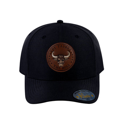 Taurus Zodiac V2 6-Panel Baseball Cap with Black front and Black back