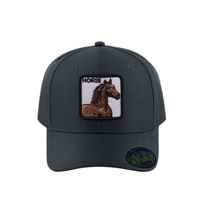 Horse V2 6-Panel Baseball Cap with Dark Grey front and Dark Grey back