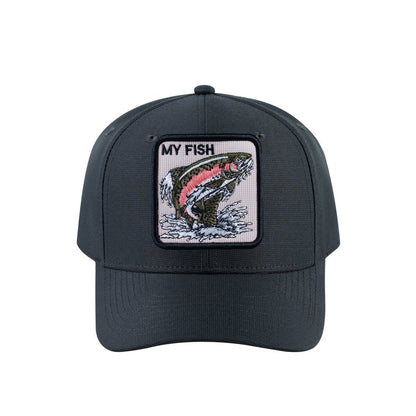 Salmon V2 6-Panel Baseball Cap with Dark Grey front and Dark Grey back