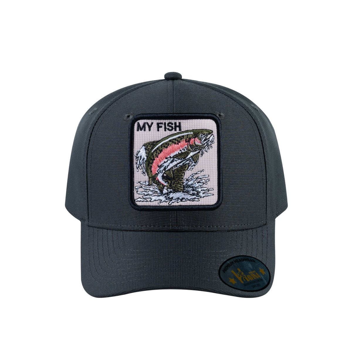 Salmon V2 6-Panel Baseball Cap with Dark Grey front and Dark Grey back