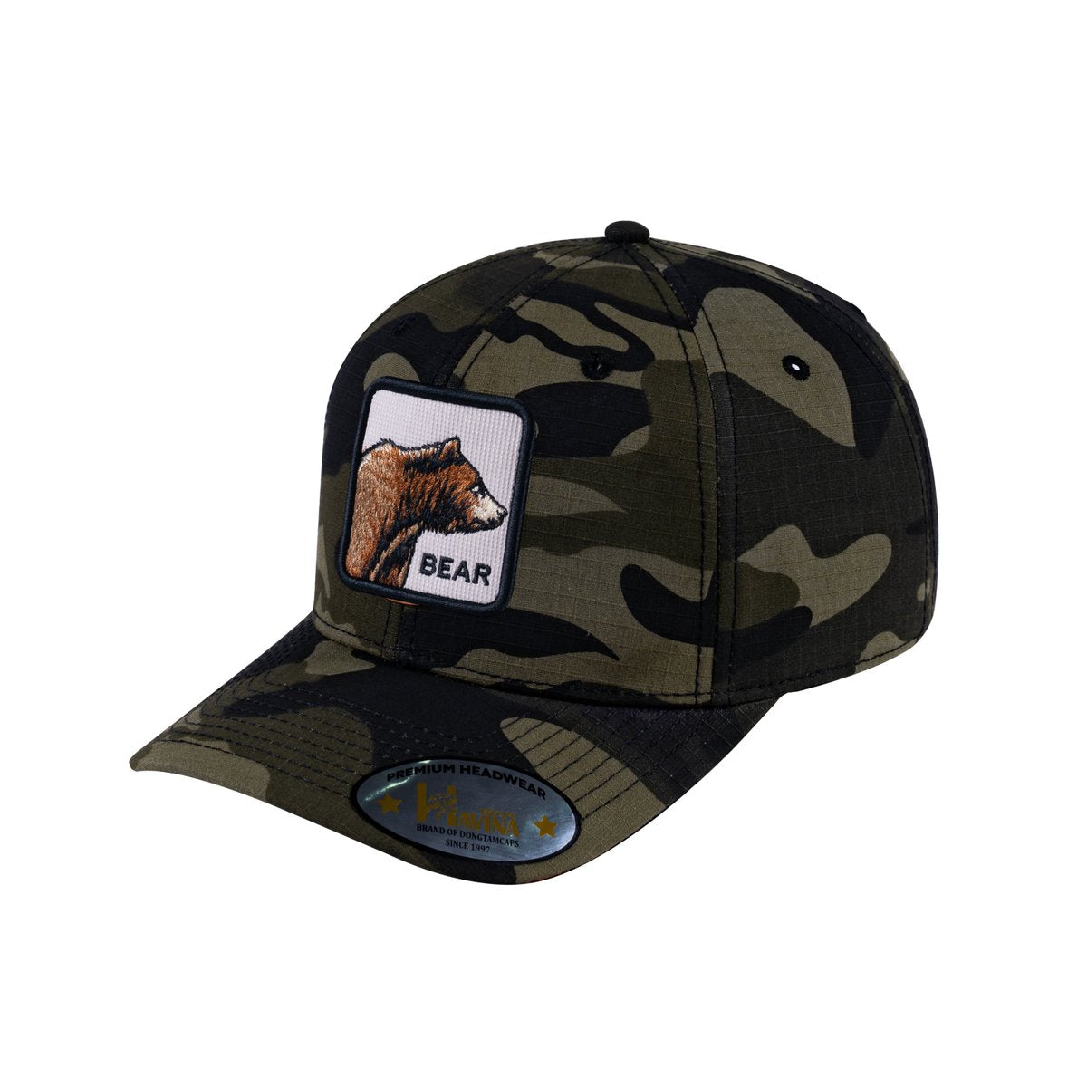 Bear V2 6-Panel Baseball Cap with Green Camo front and Green Camo back