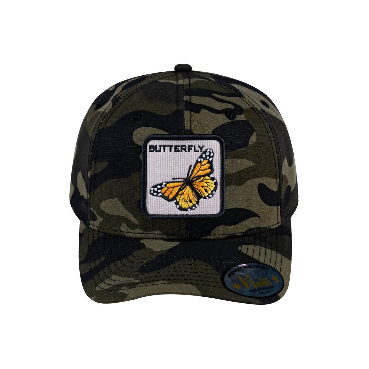 Butterfly V2 6-Panel Baseball Cap with Green Camo front and Green Camo back
