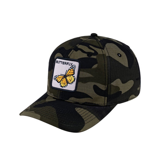 Butterfly V2 6-Panel Baseball Cap with Green Camo front and Green Camo back
