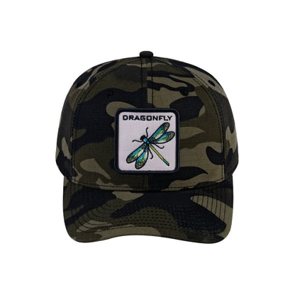 Dragonfly V2 6-Panel Baseball Cap with Green Camo front and Green Camo back
