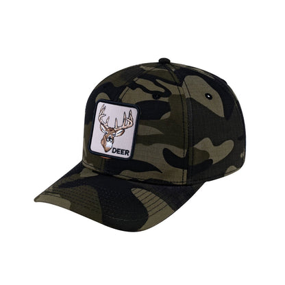Deer V2 6-Panel Baseball Cap with Green Camo front and Green Camo back