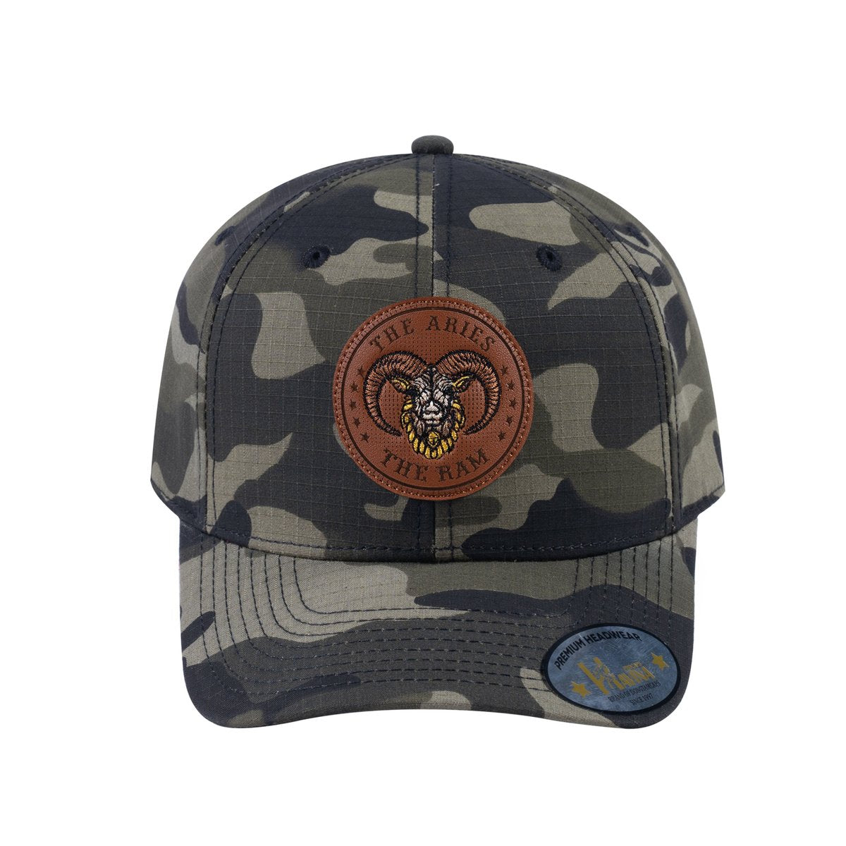 Aries Zodiac V2 6-Panel Baseball Cap with Green Camo front and Green Camo back