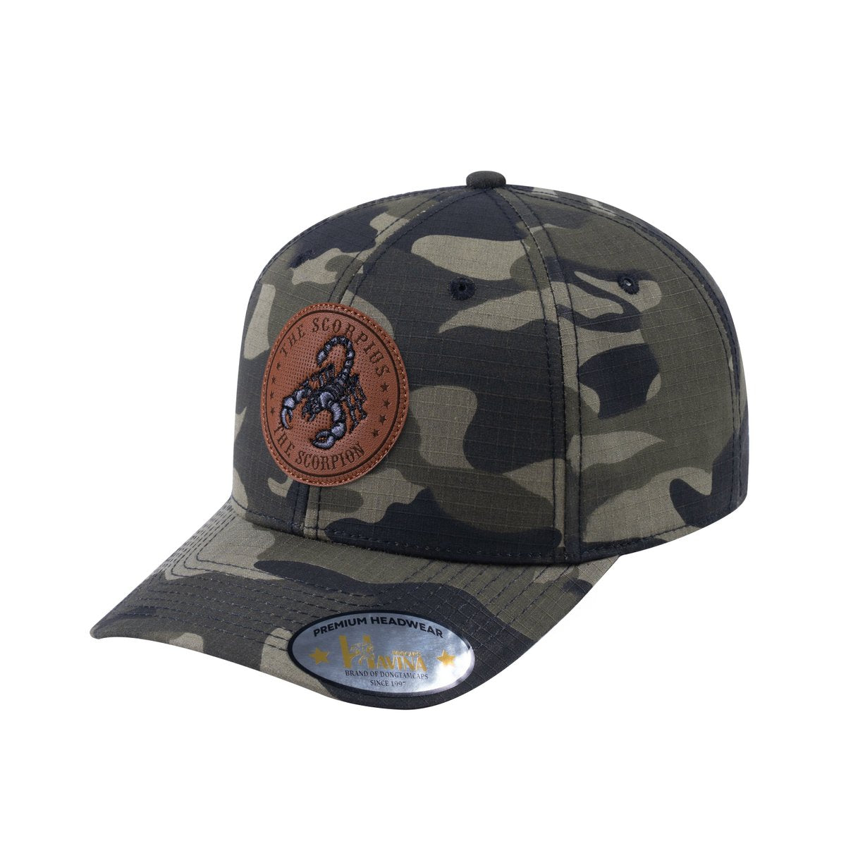 Scorpio Zodiac V2 6-Panel Baseball Cap with Green Camo front and Green Camo back