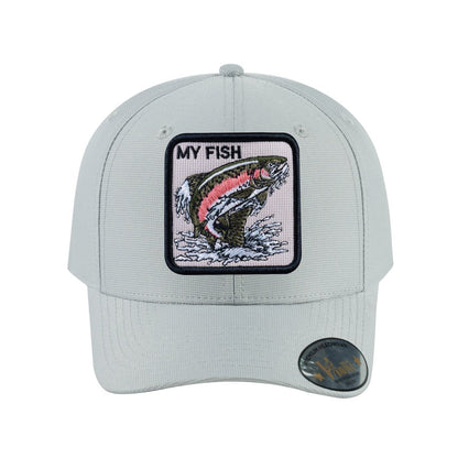 Salmon V2 6-Panel Baseball Cap with Light Grey front and Light Grey back