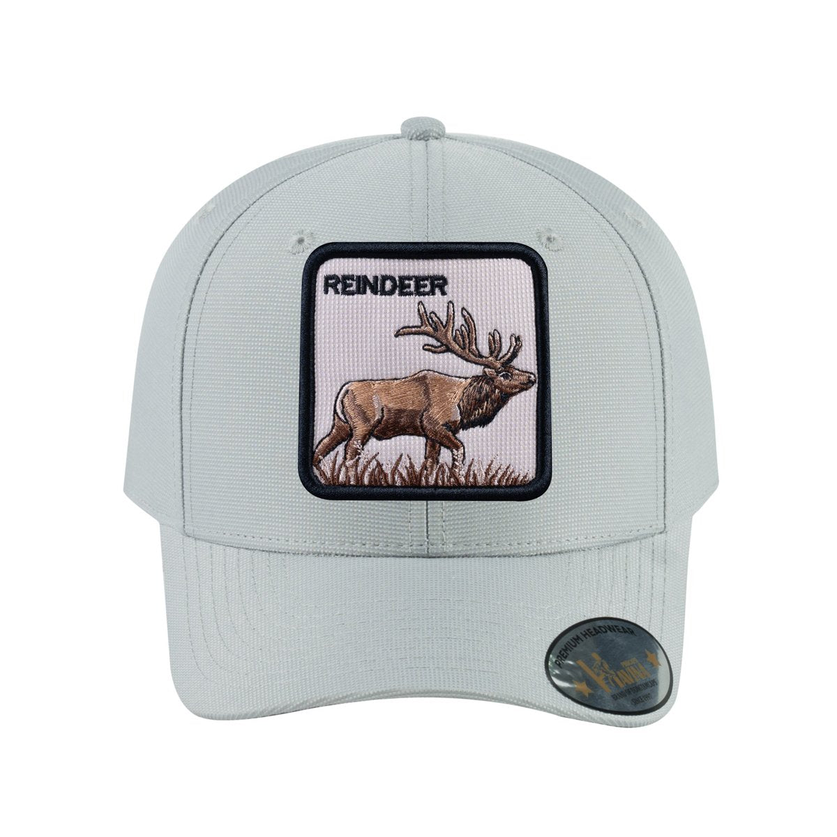 Reindeer V2 6-Panel Baseball Cap with Light Grey front and Light Grey back