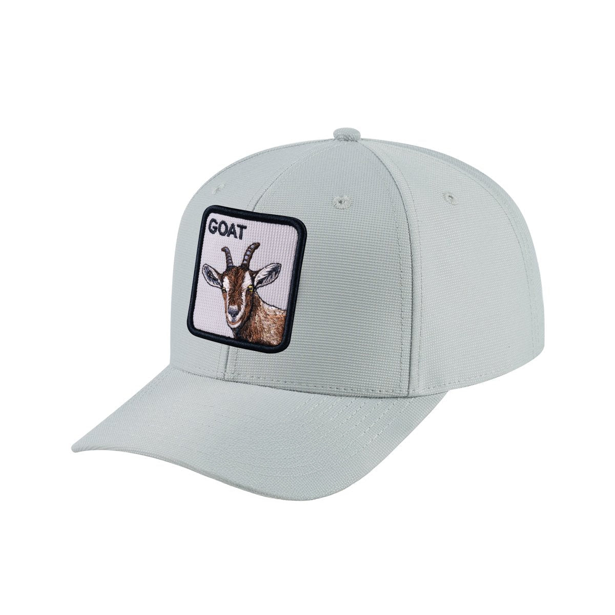 Goat 6-Panel Microfiber Laser Hole Trucker Hat with Beige front and Beige back