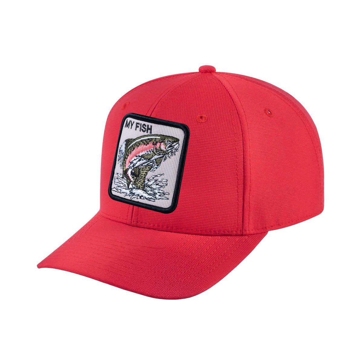 Salmon V2 6-Panel Baseball Cap with Red front and Red back