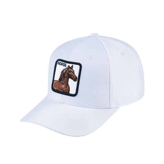 Horse V2 6-Panel Baseball Cap with White front and White back