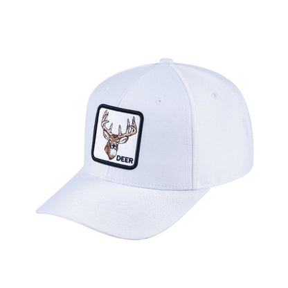 Deer V2 6-Panel Baseball Cap with White front and White back