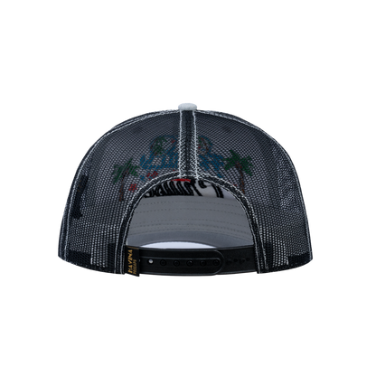 Family Cruise, Traveling 6-Panel Trucker Hat with Light Grey front and Black back