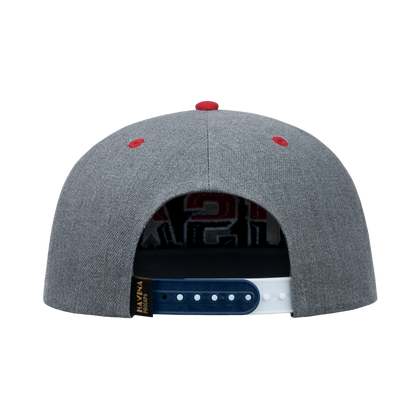 Classic US American Flag 6-Panel Snapback Flat Bill Baseball Cap with Light Grey front and Light Grey back