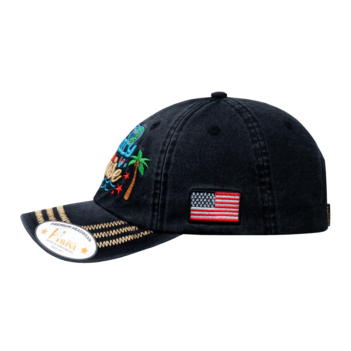 Family Cruise, Traveling 6-Panel Baseball Cap with Black front and Black back