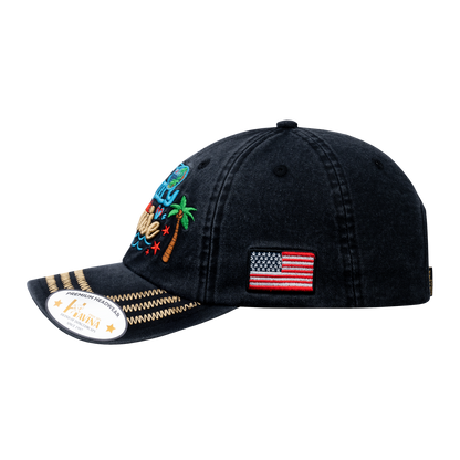 Family Cruise, Traveling 6-Panel Baseball Cap with Black front and Black back