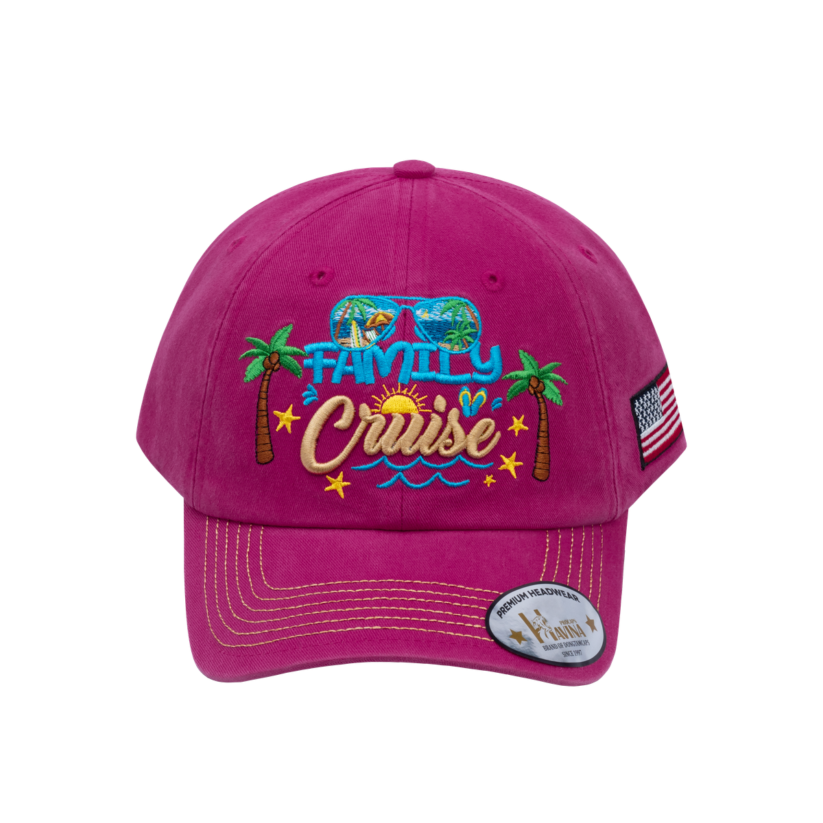 Family Cruise, Traveling 6-Panel Baseball Cap with Pink front and Pink back