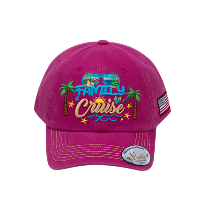 Family Cruise, Traveling 6-Panel Baseball Cap with Pink front and Pink back