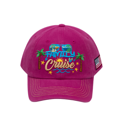 Family Cruise, Traveling 6-Panel Baseball Cap with Pink front and Pink back