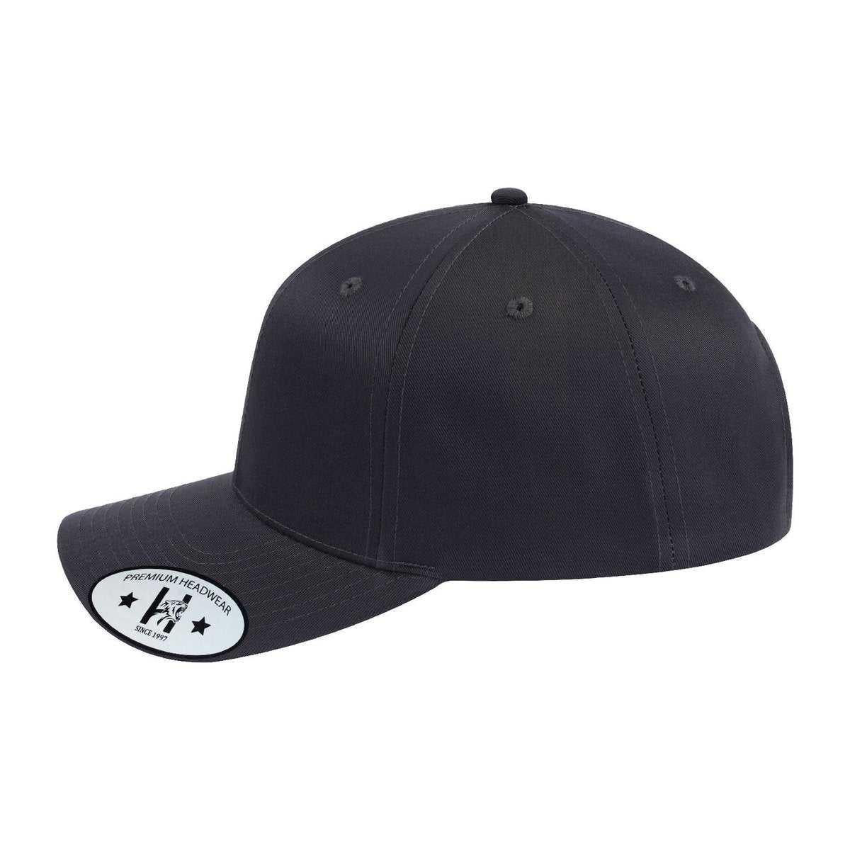 Blank 6-Panel Baseball Cap with Black front and Black back