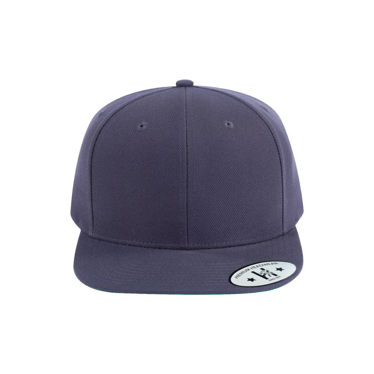 Blank 6-Panel Snapback Flat Bill Baseball Cap with Dark Grey front and Dark Grey back