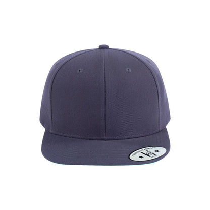 Blank 6-Panel Snapback Flat Bill Baseball Cap with Dark Grey front and Dark Grey back