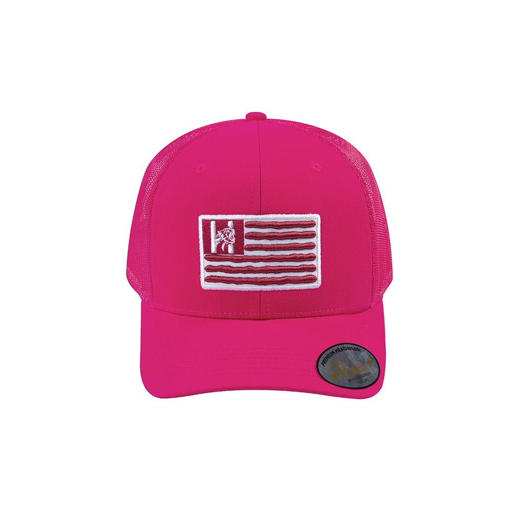 US Flag 6-Panel Trucker Hat with Pink front and Pink back