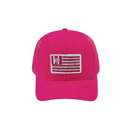 US Flag 6-Panel Trucker Hat with Pink front and Pink back