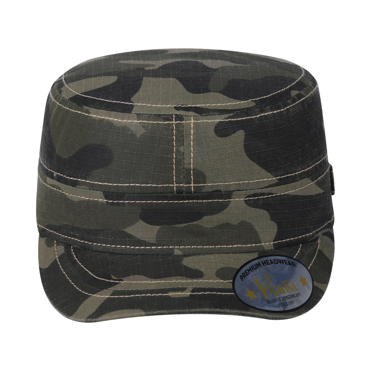 Blank Military Hat with Green Camo front and Green Camo back