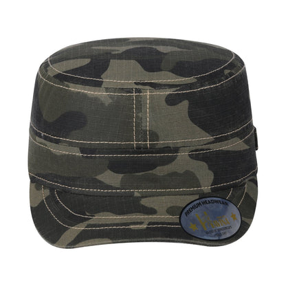 Blank Military Hat with Green Camo front and Green Camo back