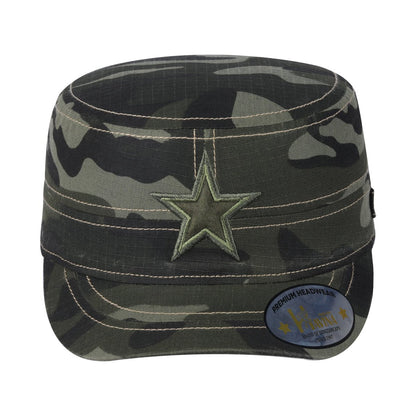 Star Military Hat with Green Camo front and Green Camo back