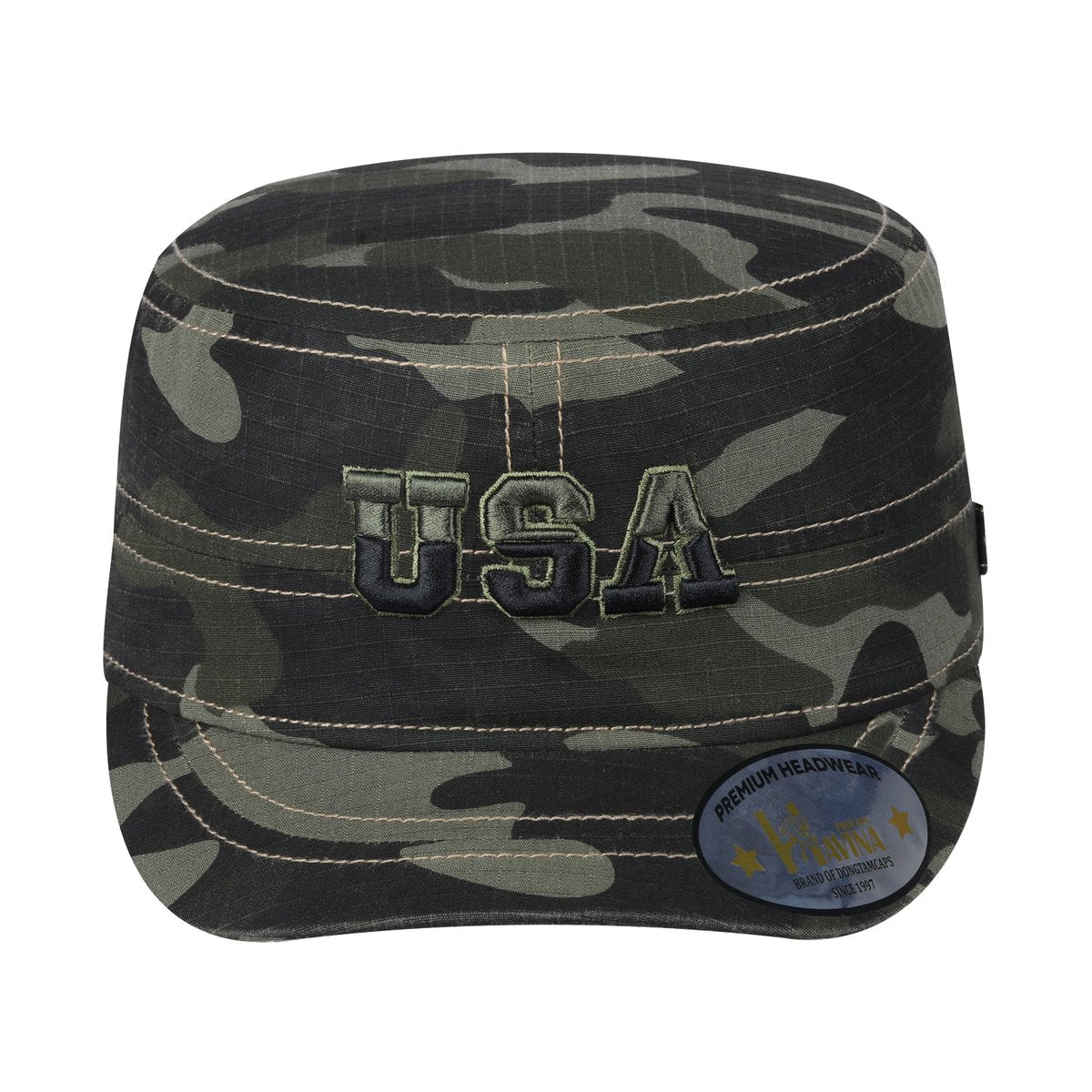 USA Military Hat with Green Camo front and Green Camo back