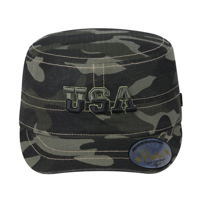 USA Military Hat with Green Camo front and Green Camo back