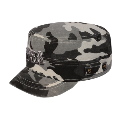 USA Military Hat with Grey Camo front and Grey Camo back