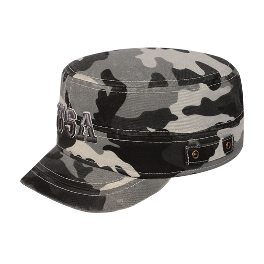 USA Military Hat with Grey Camo front and Grey Camo back