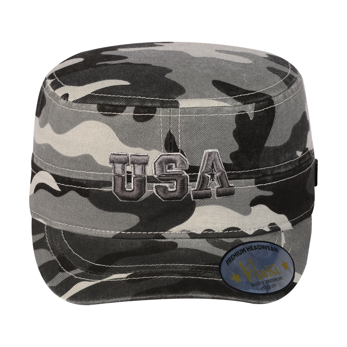USA Military Hat with Grey Camo front and Grey Camo back