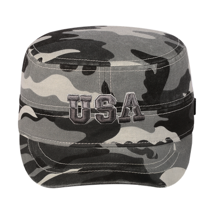 USA Military Hat with Grey Camo front and Grey Camo back