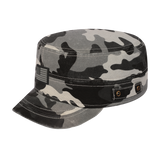 Rubber the US Flag Military Hat with Grey Camo front and Grey Camo back