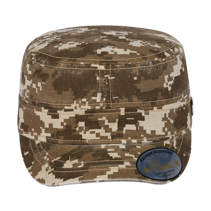 Blank Military Hat with Khaki Camo front and Khaki Camo back