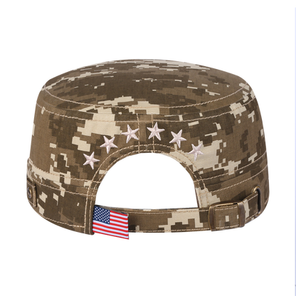 Star Military Hat with Khaki Camo front and Khaki Camo back